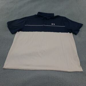 Under Armour Shirt Mens 2XL Playoff Polo Golf Blue Pink Colorblock Performance